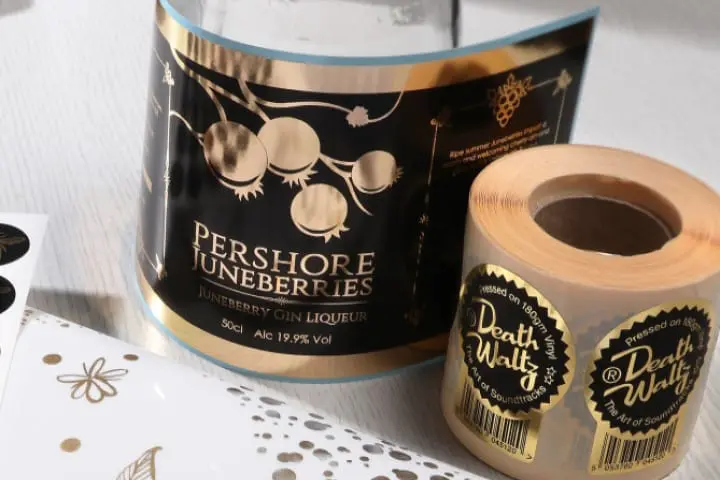 Metallic stickers on a roll