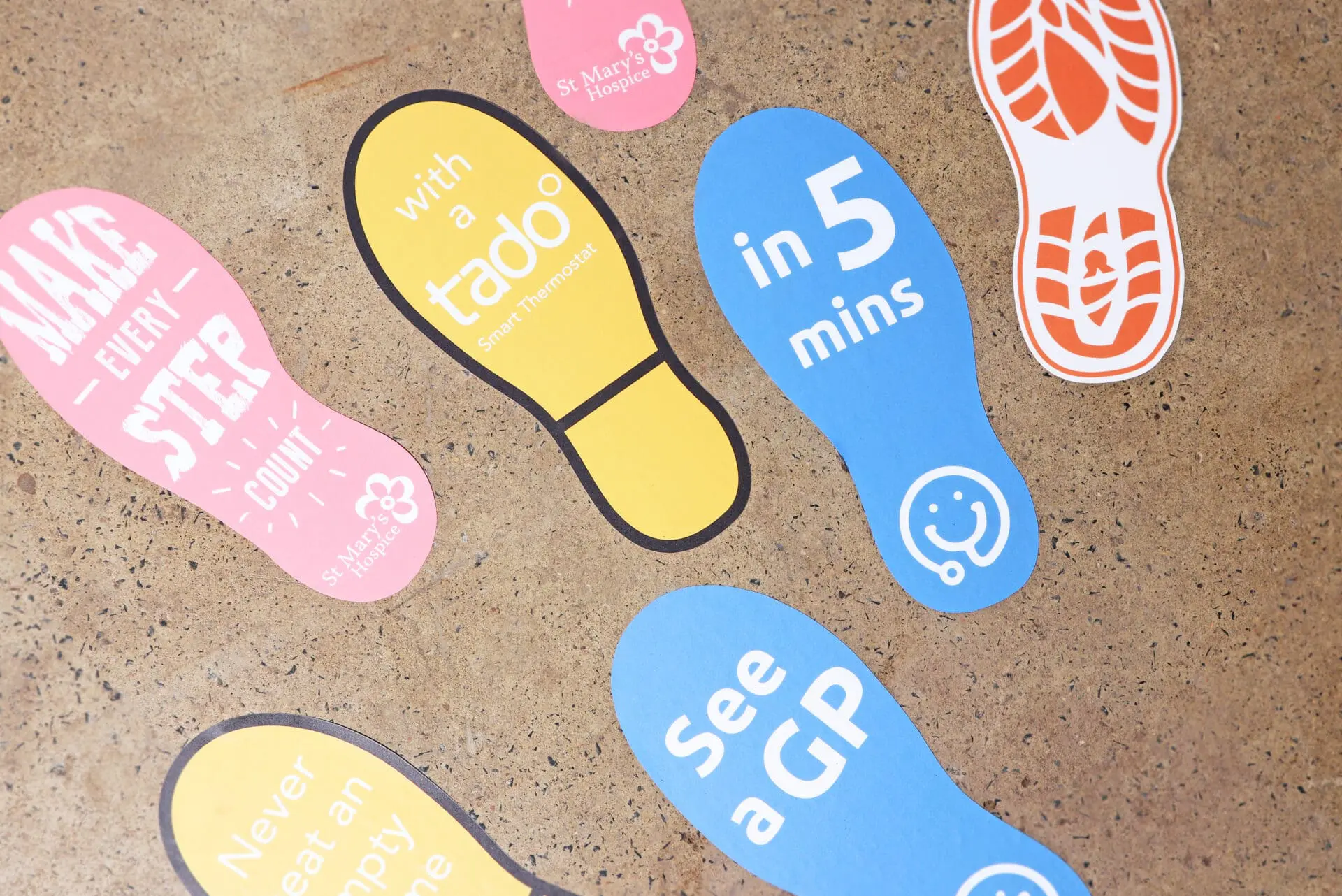 Footprint stickers on the floor