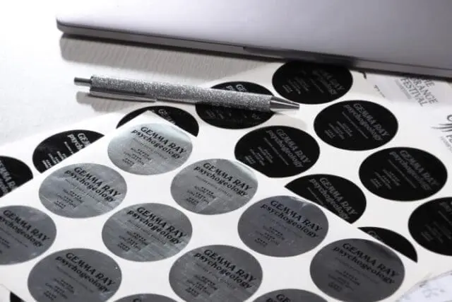 Metallic silver foil sticker sheet