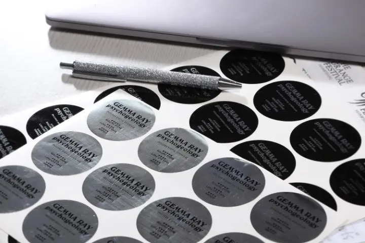 Metallic silver foil sticker sheet