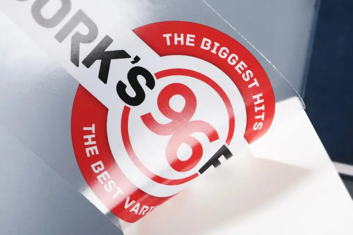 red and white vinyl window stickers