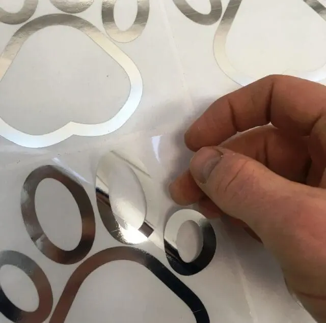 paw print silver vinyl stickers