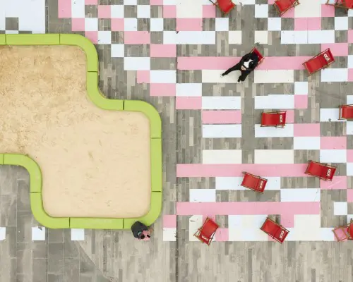 pink and white giant vinyl floor stickers