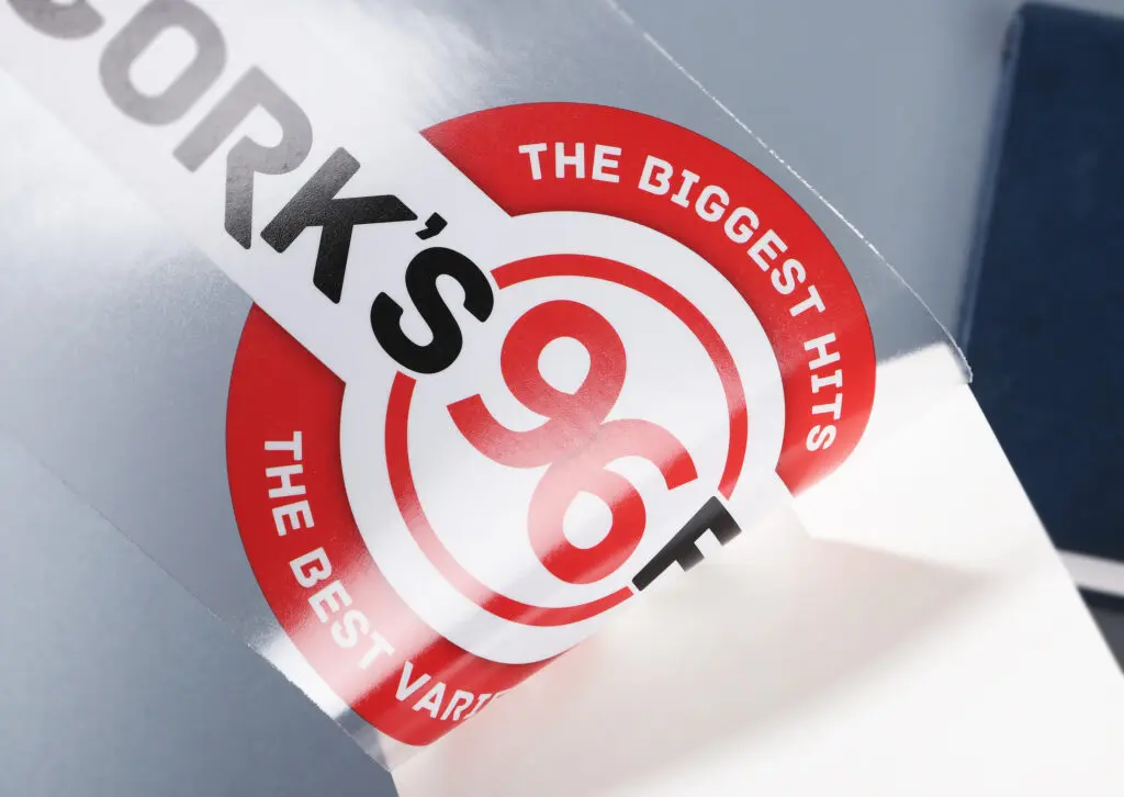 red and white vinyl window stickers