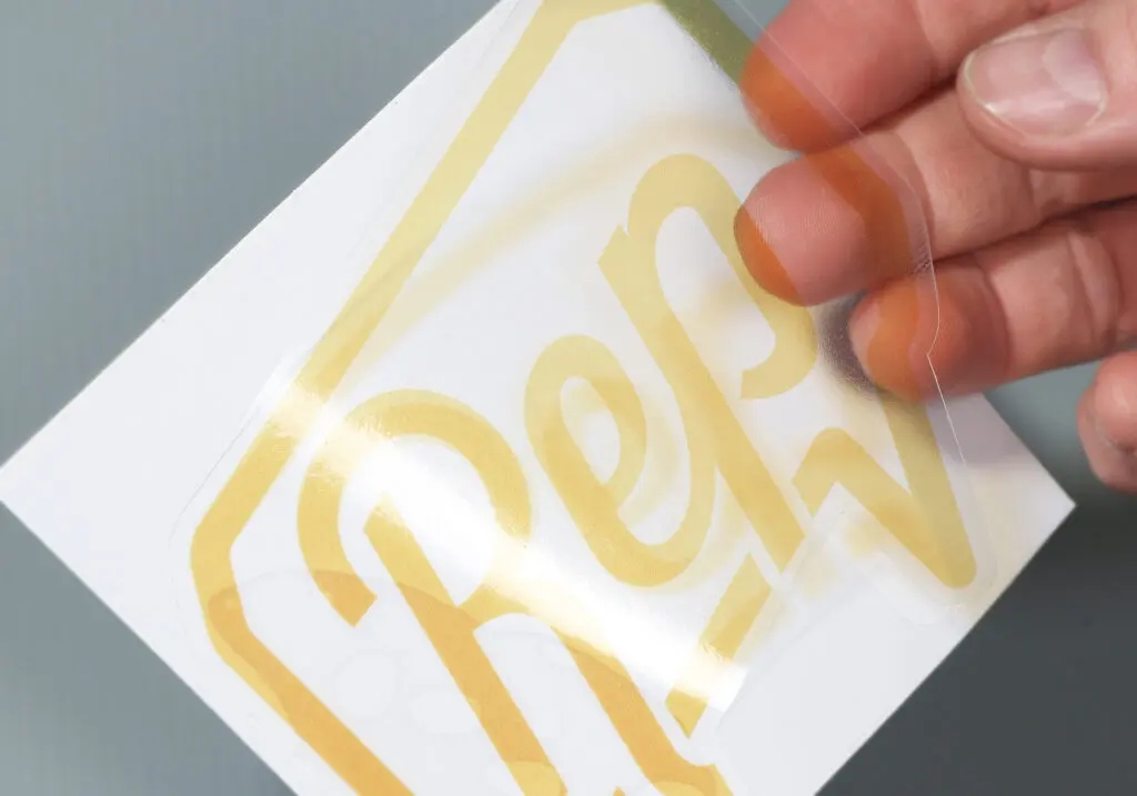 transparent vinyl stickers with yellow ink