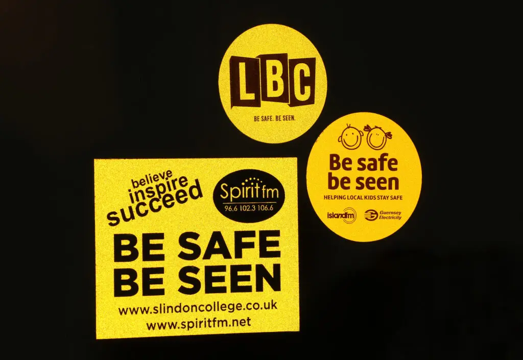 be safe be seen yellow reflective stickers