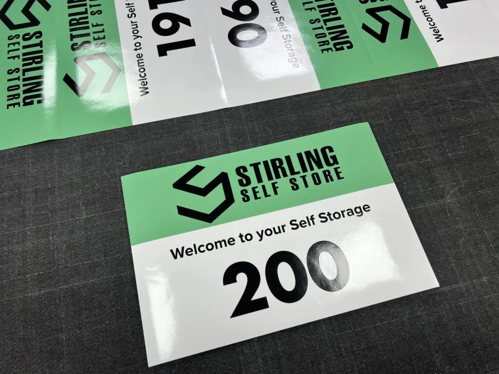 Self storage numbered stickers