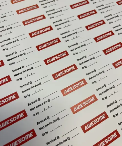 Next service due stickers
