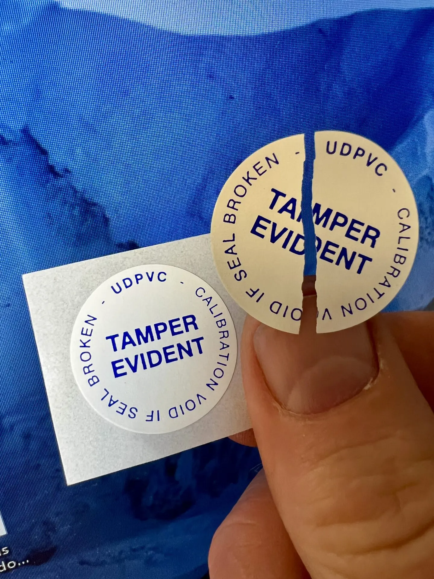 Tamper evident void if seal is broken sticker