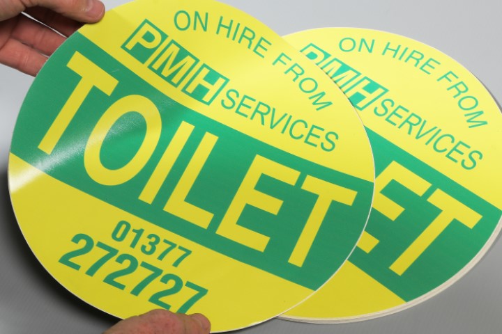 toilet hire laminated outdoor vinyl stickers