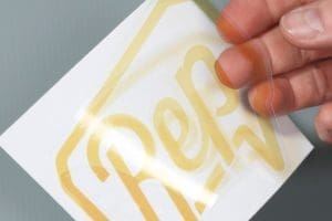 transparent vinyl stickers with yellow ink