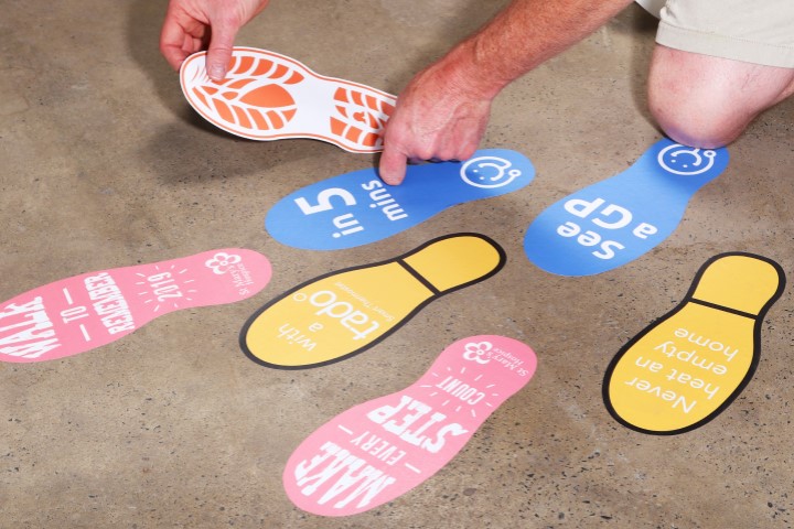 die cut footprint floor stickers