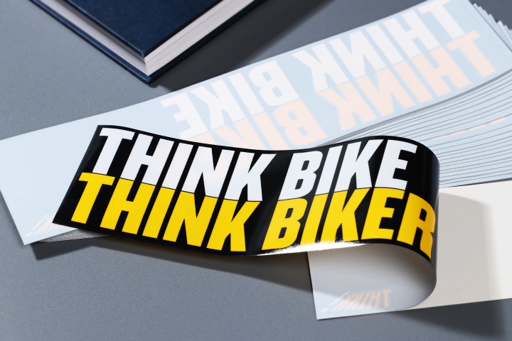 think bike window sticker