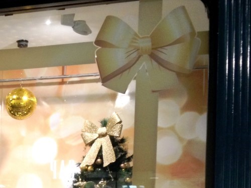 Christmas ribbon retail window sticker